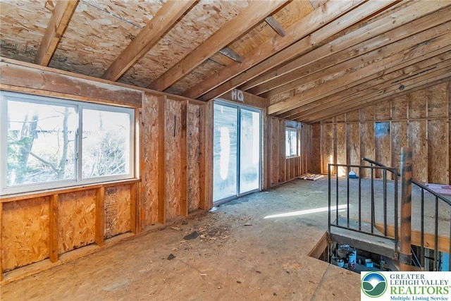 interior space with lofted ceiling