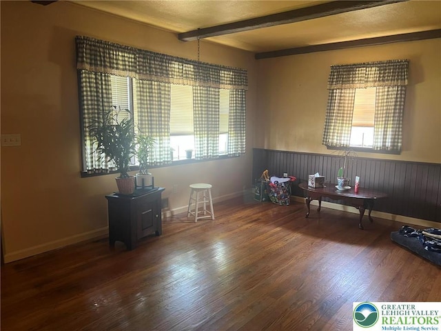 3426 Wilson Ave, South Whitehall Twp, PA 18069 - interior space with beam ceiling, wood finished floors, and baseboards