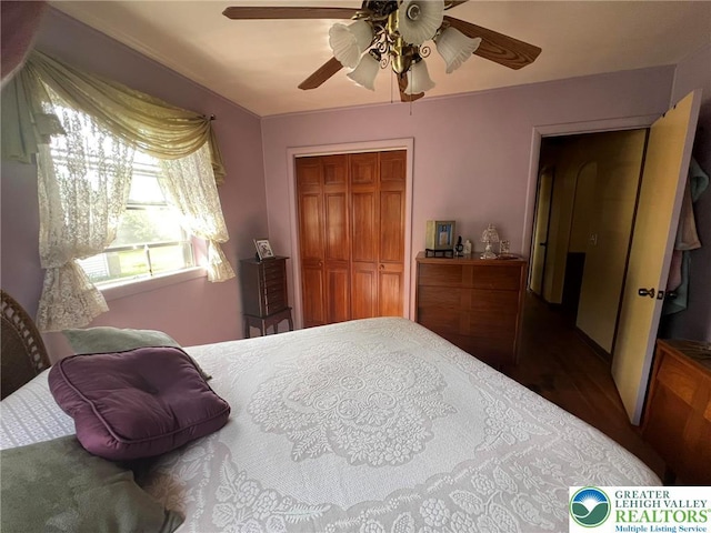3426 Wilson Ave, South Whitehall Twp, PA 18069 - bedroom featuring a ceiling fan, a closet, and wood finished floors