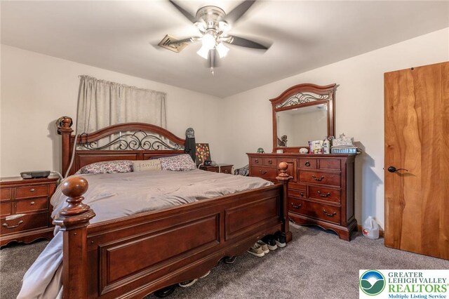 1804 Long Run Rd, Pa, PA 17972 - bedroom featuring ceiling fan, carpet flooring, and visible vents