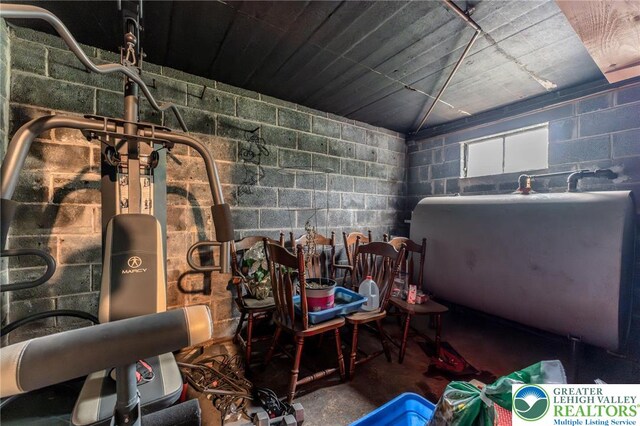 1804 Long Run Rd, Pa, PA 17972 - interior space featuring heating fuel, concrete block wall, and concrete flooring
