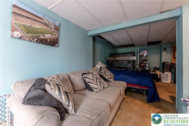 1804 Long Run Rd, Pa, PA 17972 - bedroom with concrete floors and a paneled ceiling