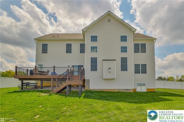 3318 Highland Dr, Palmer Twp, PA 18045 - rear view of property with stairs and a deck