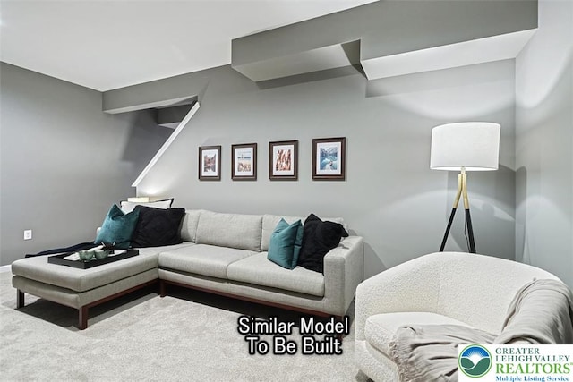 living room with carpet floors