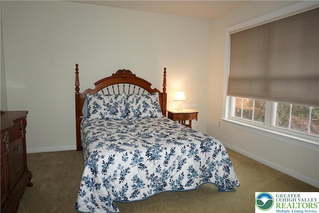 carpeted bedroom with baseboards