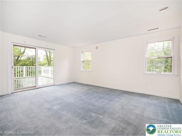 carpeted empty room with baseboards