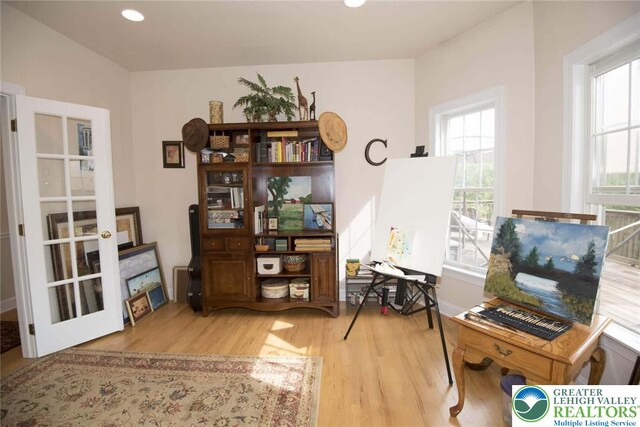 2690 Greens Dr, Lower Saucon Twp, PA 18055 - home office with wood finished floors, recessed lighting, baseboards, and french doors