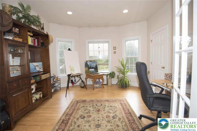2690 Greens Dr, Lower Saucon Twp, PA 18055 - office area featuring light wood-type flooring, recessed lighting, and baseboards