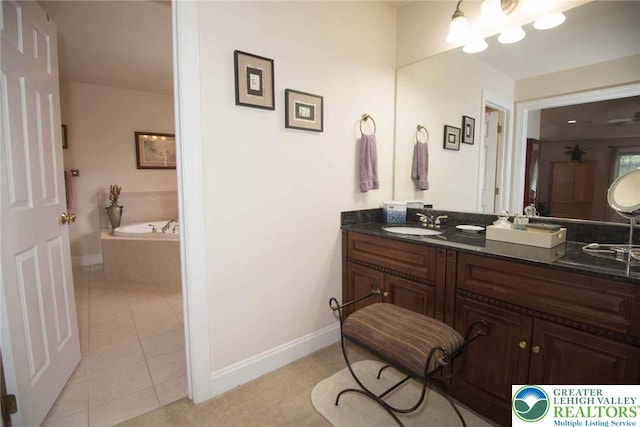 2690 Greens Dr, Lower Saucon Twp, PA 18055 - bathroom featuring vanity, baseboards, a garden tub, and tile patterned floors