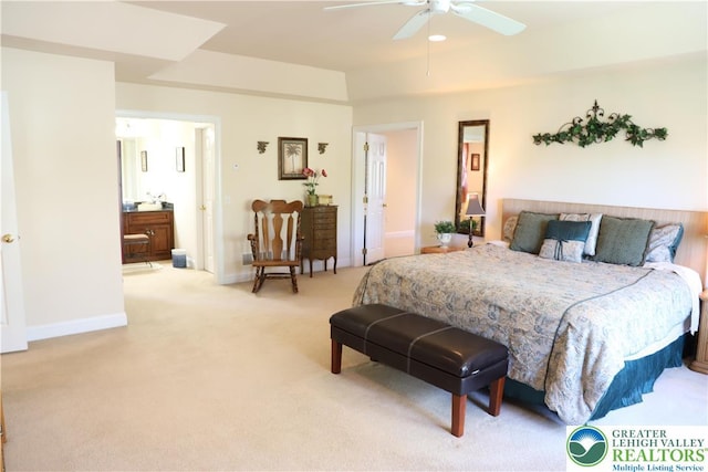 2690 Greens Dr, Lower Saucon Twp, PA 18055 - bedroom featuring light carpet, baseboards, and ceiling fan