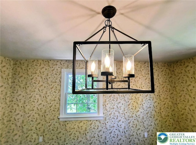 detailed view of wallpapered walls