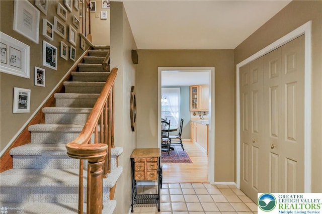 1245 Valley View Dr, Lower Macungie Twp, PA 18103 - staircase with tile patterned flooring and baseboards