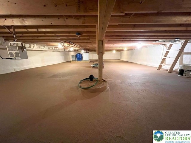 view of unfinished basement