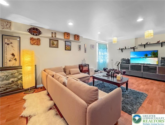 4527 Bellflower Way, Upper Macungie Twp, PA 18104 - living area featuring wood finished floors and recessed lighting