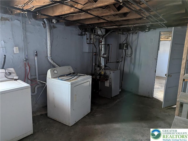 1616 W Tilghman St, Allentown City, PA 18102 - laundry area with washer and dryer and a heating unit