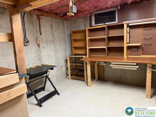 view of unfinished basement