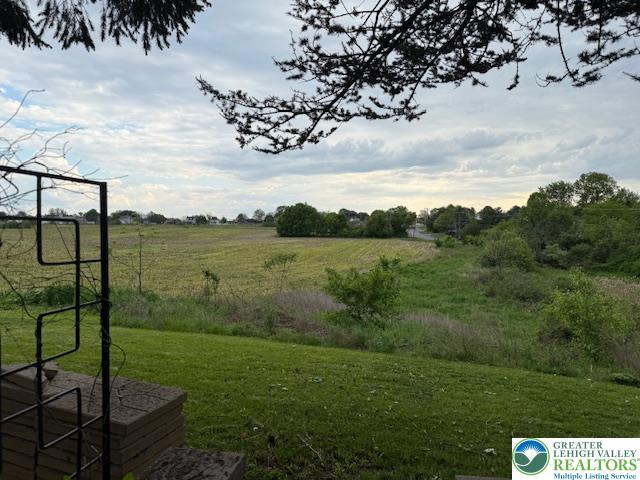 view of grassy yard featuring a view of rural / pastoral area