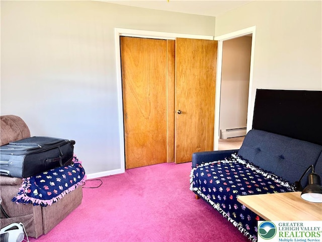 8173 Holbens Valley Rd, Weisenberg Twp, PA 18066 - carpeted bedroom with a baseboard radiator and a closet