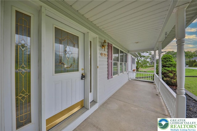 4579 W Mountain View Dr, Lehigh Twp, PA 18088 - view of patio / terrace featuring covered porch
