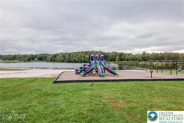266 Maxatawny Dr, Coolbaugh Twp, PA 18347 - communal playground featuring a lawn and a water view