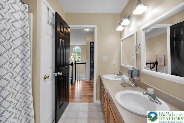 bathroom with double vanity