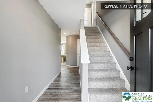 3280 Tepes Dr Unit 152, Allen Twp, PA 18067 - stairway with wood finished floors, baseboards, and recessed lighting