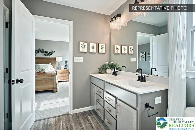 3280 Tepes Dr Unit 152, Allen Twp, PA 18067 - full bathroom with wood finished floors, connected bathroom, double vanity, and baseboards