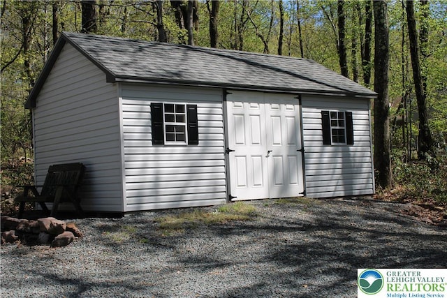 view of shed