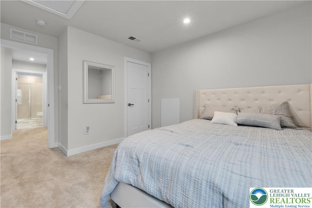 8202 Young Blvd, Upper Macungie Twp, PA 18051 - bedroom with light colored carpet, baseboards, recessed lighting, and attic access
