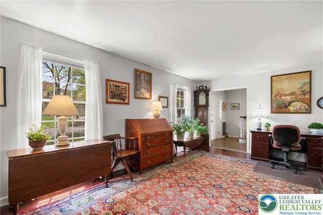 home office featuring wood finished floors