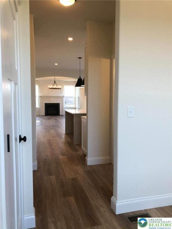 65 Island Ct, Williams Twp, PA 18042 - corridor featuring dark wood-type flooring, baseboards, and recessed lighting