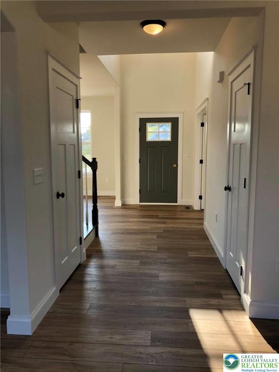 65 Island Ct, Williams Twp, PA 18042 - foyer with dark wood finished floors, baseboards, and healthy amount of natural light