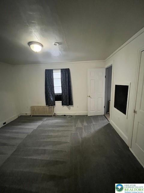 416 E Union St Unit 1 & 2, Tamaqua Borough, PA 18252 - unfurnished living room featuring dark colored carpet and baseboards