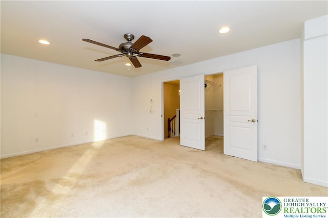 5221 Chandler Way S, Whitehall Twp, PA 18069 - unfurnished bedroom featuring light colored carpet, recessed lighting, a spacious closet, and baseboards