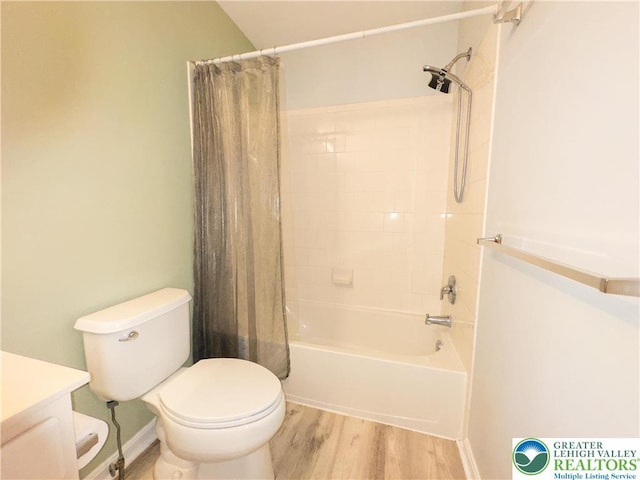 5221 Chandler Way S, Whitehall Twp, PA 18069 - bathroom with shower / tub combo, wood finished floors, toilet, and vanity