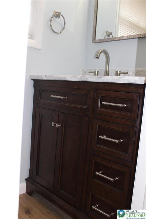 bathroom featuring vanity and wood finished floors