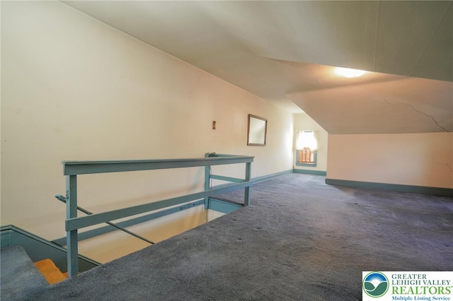 415 Hazle St, Tamaqua Borough, PA 18252 - additional living space featuring lofted ceiling, carpet, and baseboards