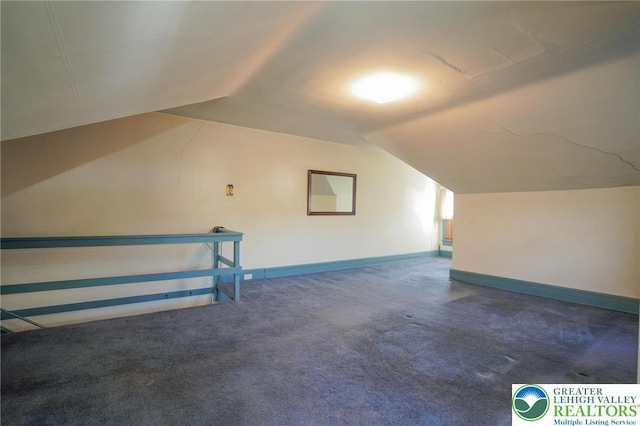 415 Hazle St, Tamaqua Borough, PA 18252 - bonus room with carpet floors, vaulted ceiling, and baseboards