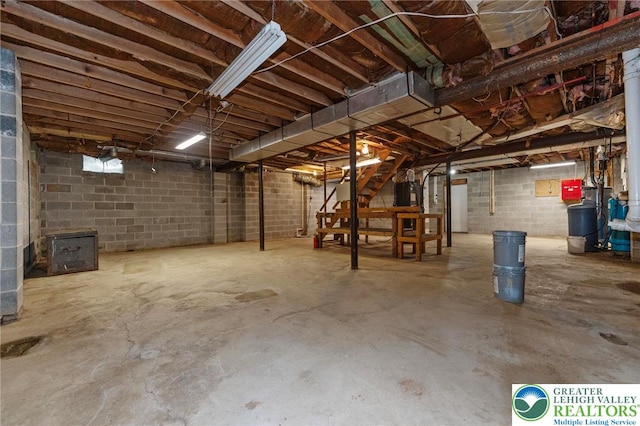 view of unfinished basement
