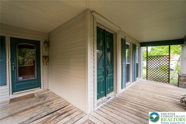 deck with a porch