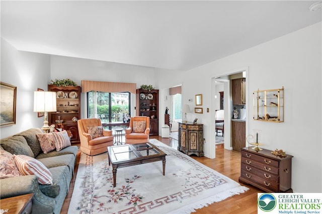 living room with light wood-style flooring