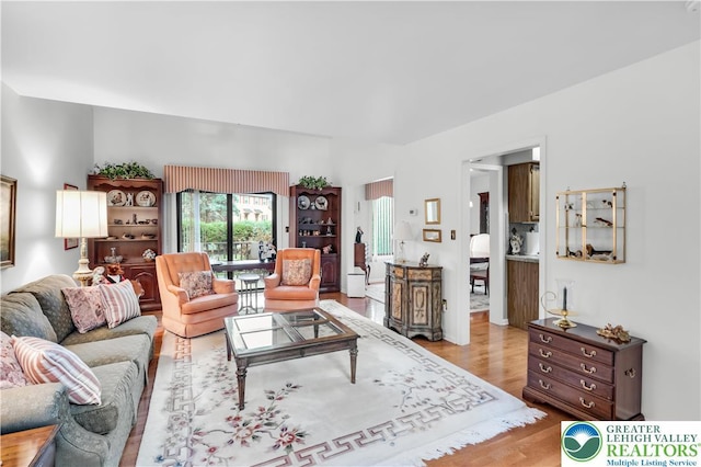 living room featuring light wood finished floors