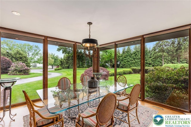 2342 Bobby Ct, South Whitehall Twp, PA 18069 - sunroom / solarium featuring a chandelier
