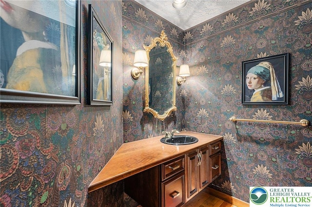 2342 Bobby Ct, South Whitehall Twp, PA 18069 - bathroom with wood finished floors, vanity, and baseboards