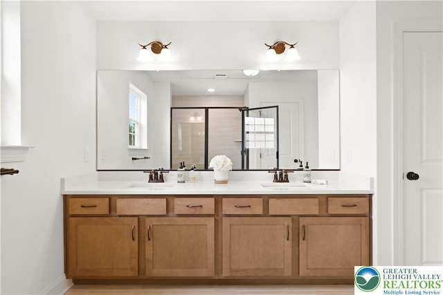 4779 Farrcroft Dr Unit 90, Forks Twp, PA 18040 - bathroom with double vanity and a stall shower