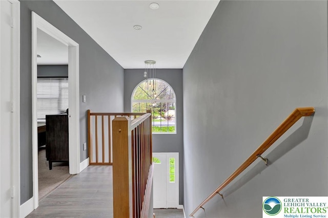 959 Cricket, Tunkhannock Township, PA 18334 - entrance foyer featuring baseboards, a chandelier, and wood finished floors