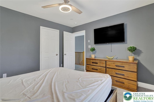 959 Cricket, Tunkhannock Township, PA 18334 - carpeted bedroom featuring baseboards and ceiling fan