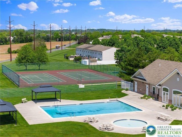 community pool featuring a gazebo
