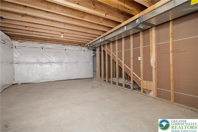 view of unfinished basement