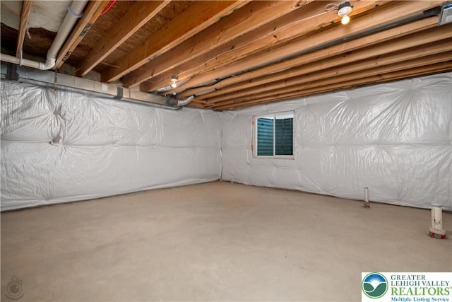 view of unfinished basement